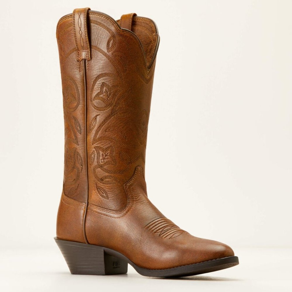 ARIAT ~ Heritage R Toe Western Boot ~Brown Distressed Leather ~ 9 C ~ Embroidery - Picture 4 of 13